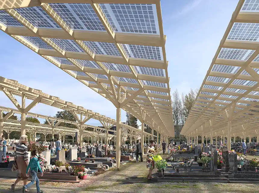 Des panneaux photovoltaïques au-dessus d’un cimetière : le projet innovant de la commune de Saint-Joachim 